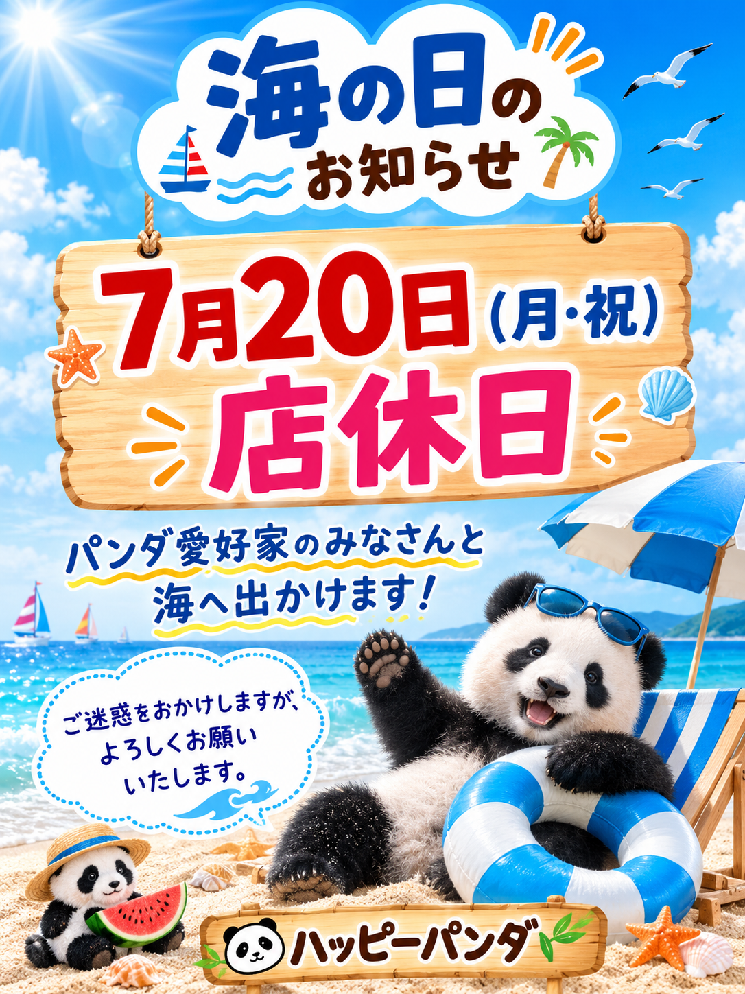 7.20（海之日）店休通知